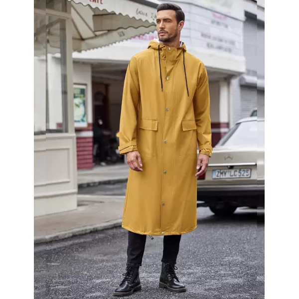 COOFANDY Men's Rain Jacket with Hood Waterproof Lightweight Active Long Raincoat