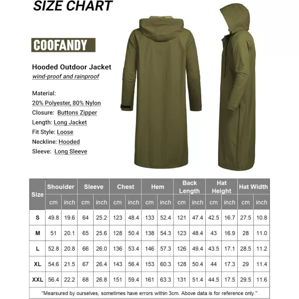 COOFANDY Men's Rain Jacket with Hood Waterproof Lightweight Active Long Raincoat