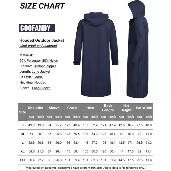 COOFANDY Men's Rain Jacket with Hood Waterproof Lightweight Active Long Raincoat