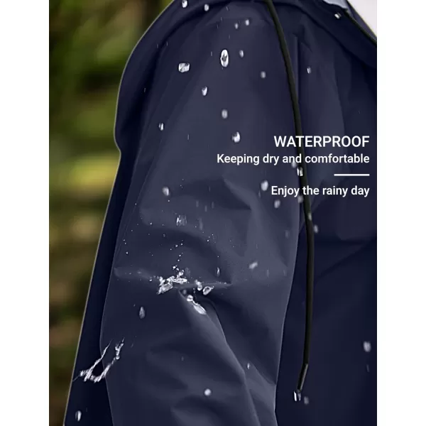 COOFANDY Men's Rain Jacket with Hood Waterproof Lightweight Active Long Raincoat