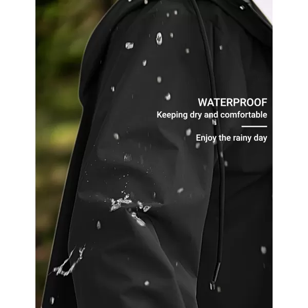 COOFANDY Men's Rain Jacket with Hood Waterproof Lightweight Active Long Raincoat