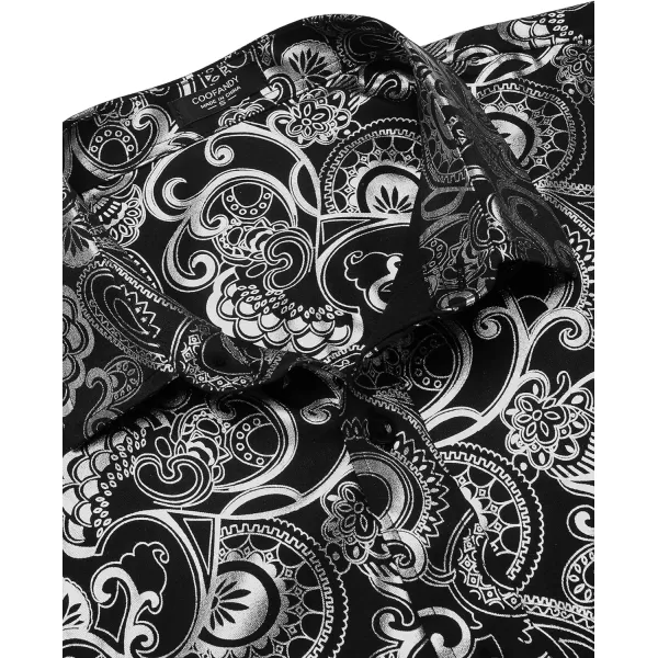 COOFANDY Men's Rose Shiny Shirt Luxury Flowered Printed Button Down Shirt)