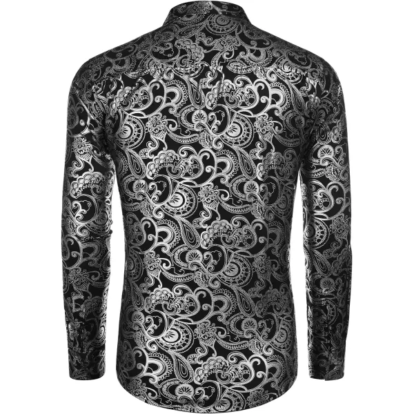 COOFANDY Men's Rose Shiny Shirt Luxury Flowered Printed Button Down Shirt)