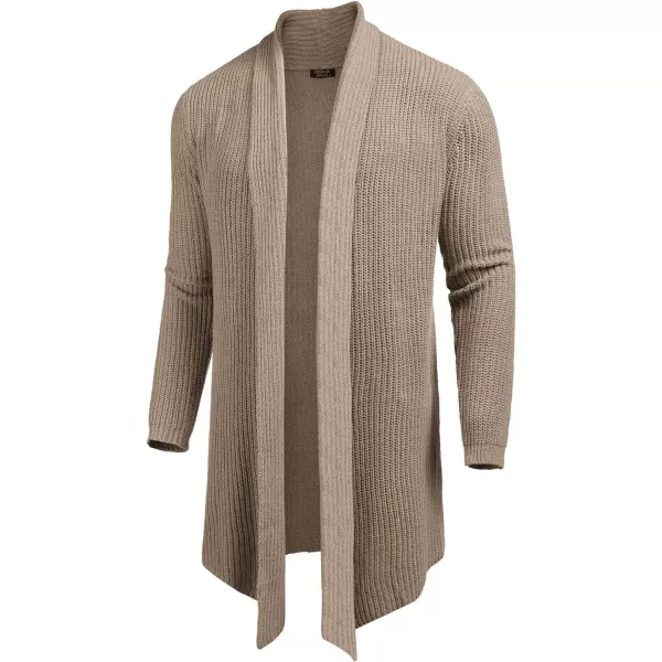 COOFANDY Mens Shawl Collar Long Cardigan Knit Ruffle Fashion Sweater Drape Cape