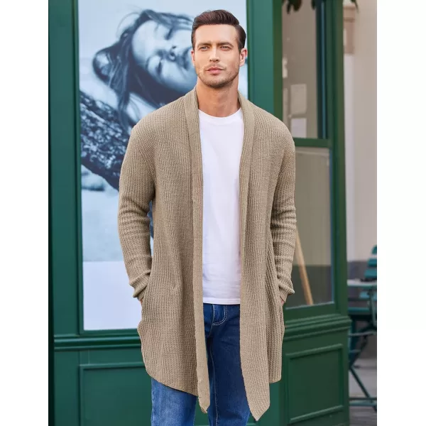 COOFANDY Mens Shawl Collar Long Cardigan Knit Ruffle Fashion Sweater Drape Cape