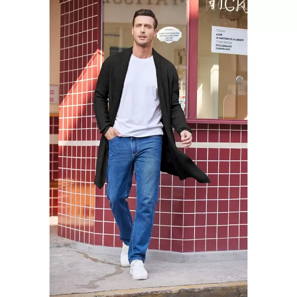 COOFANDY Mens Shawl Collar Long Cardigan Knit Ruffle Fashion Sweater Drape Cape