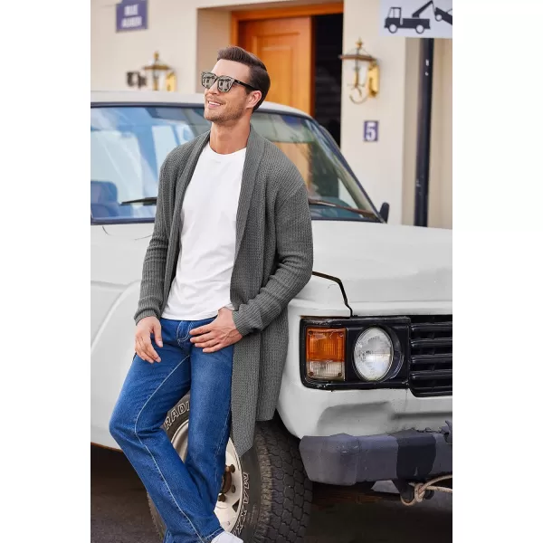 COOFANDY Mens Shawl Collar Long Cardigan Knit Ruffle Fashion Sweater Drape Cape