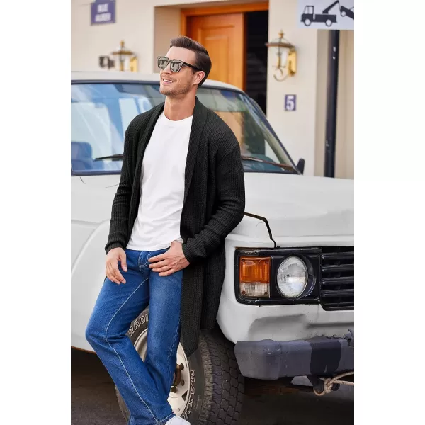 COOFANDY Mens Shawl Collar Long Cardigan Knit Ruffle Fashion Sweater Drape Cape
