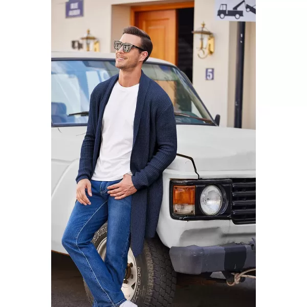 COOFANDY Mens Shawl Collar Long Cardigan Knit Ruffle Fashion Sweater Drape Cape