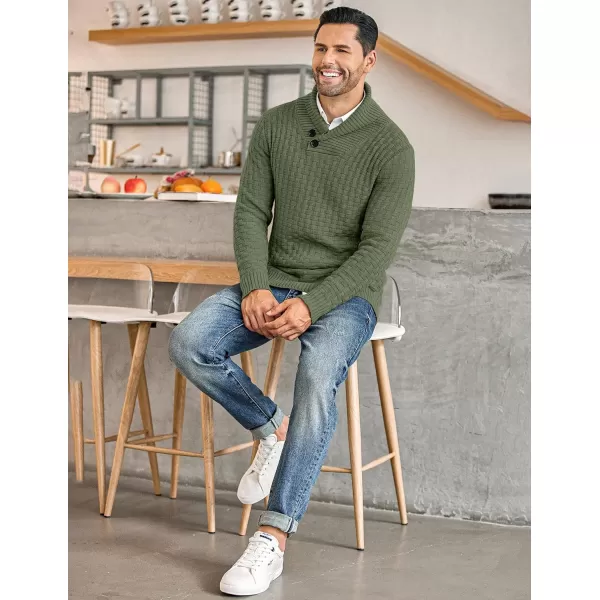 COOFANDY Men's Shawl Collar Pullover Sweater Casual Slim Fit Button Textured Knit Sweaters