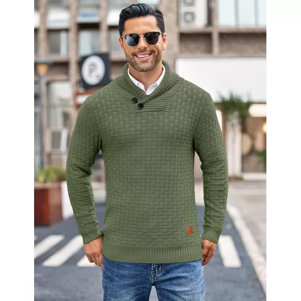 COOFANDY Men's Shawl Collar Pullover Sweater Casual Slim Fit Button Textured Knit Sweaters