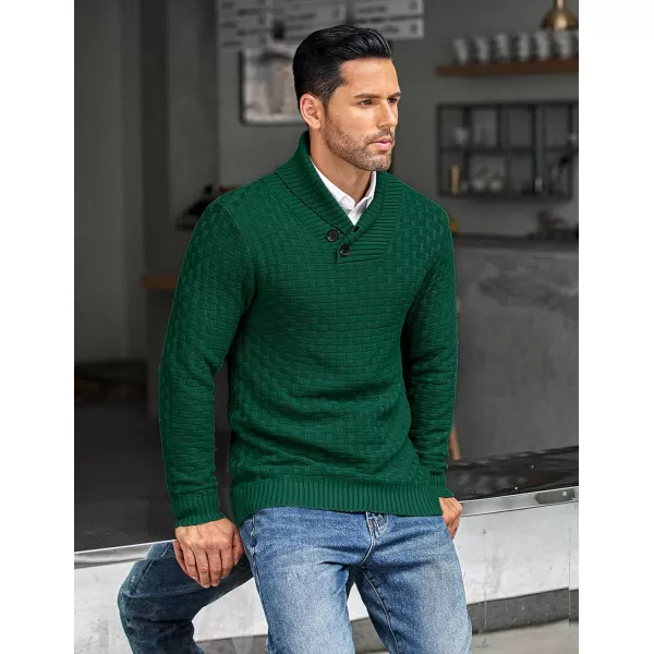 COOFANDY Men's Shawl Collar Pullover Sweater Casual Slim Fit Button Textured Knit Sweaters