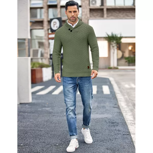 COOFANDY Men's Shawl Collar Pullover Sweater Casual Slim Fit Button Textured Knit Sweaters