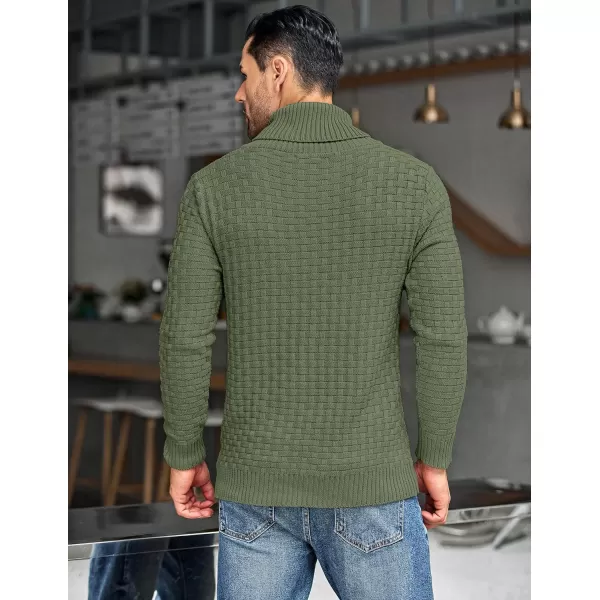 COOFANDY Men's Shawl Collar Pullover Sweater Casual Slim Fit Button Textured Knit Sweaters