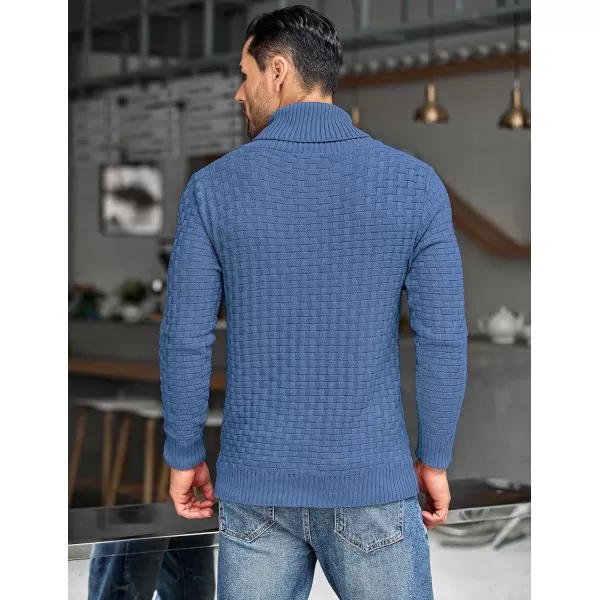 COOFANDY Men's Shawl Collar Pullover Sweater Casual Slim Fit Button Textured Knit Sweaters
