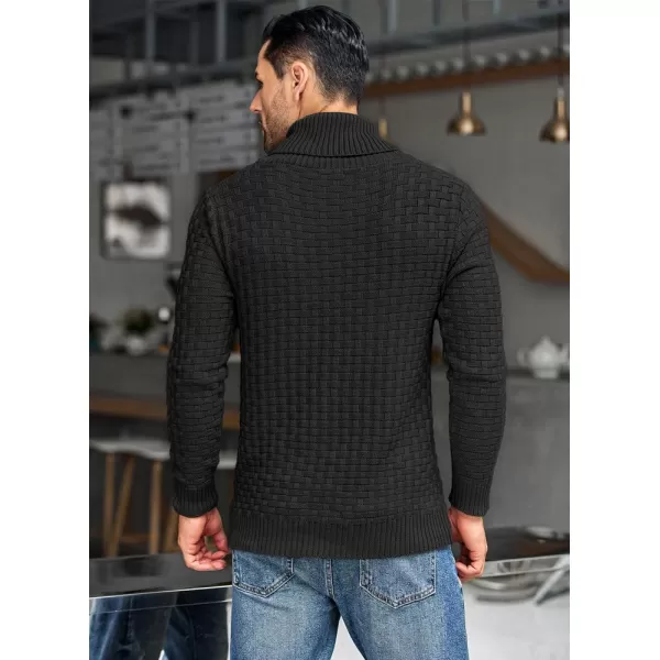COOFANDY Men's Shawl Collar Pullover Sweater Casual Slim Fit Button Textured Knit Sweaters