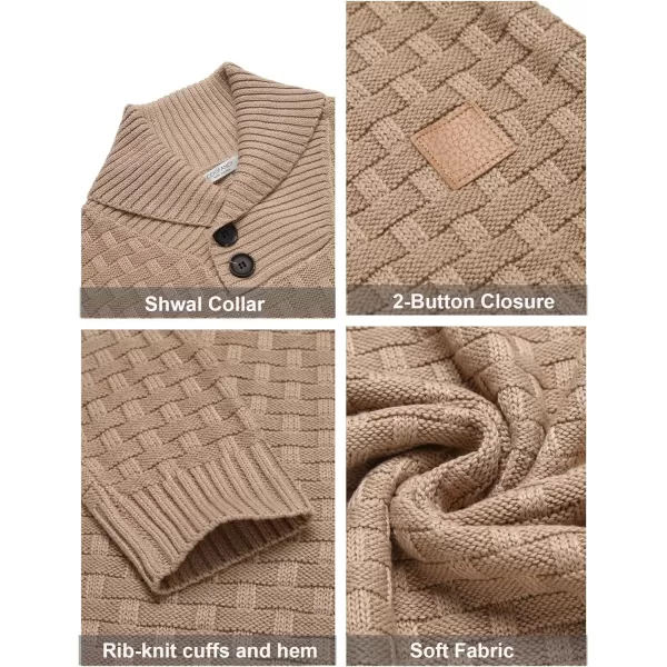 COOFANDY Men's Shawl Collar Pullover Sweater Casual Slim Fit Button Textured Knit Sweaters