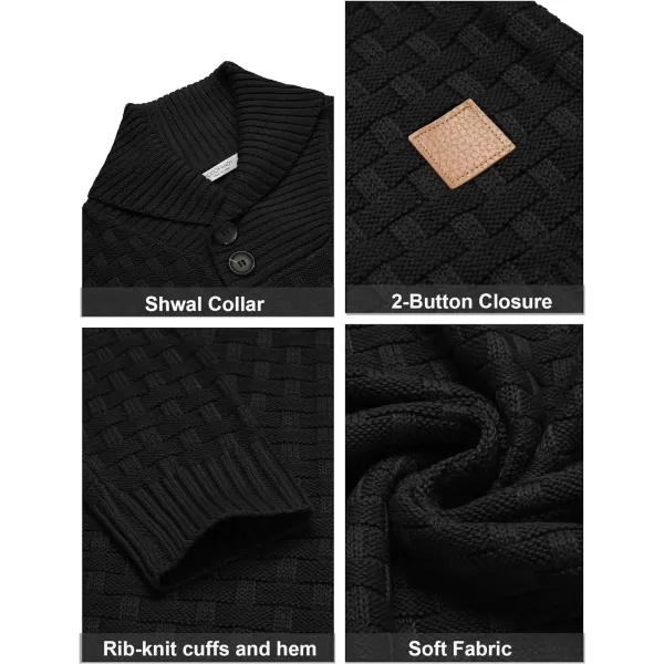 COOFANDY Men's Shawl Collar Pullover Sweater Casual Slim Fit Button Textured Knit Sweaters
