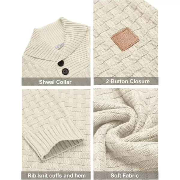 COOFANDY Men's Shawl Collar Pullover Sweater Casual Slim Fit Button Textured Knit Sweaters