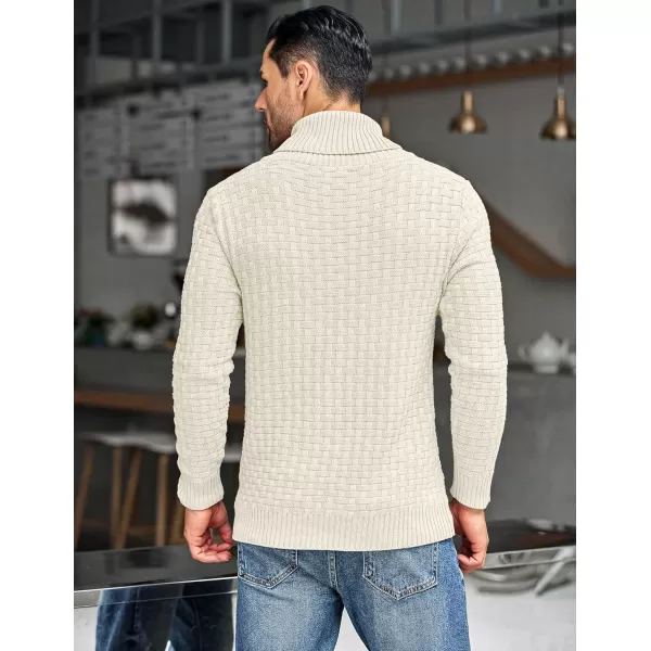 COOFANDY Men's Shawl Collar Pullover Sweater Casual Slim Fit Button Textured Knit Sweaters