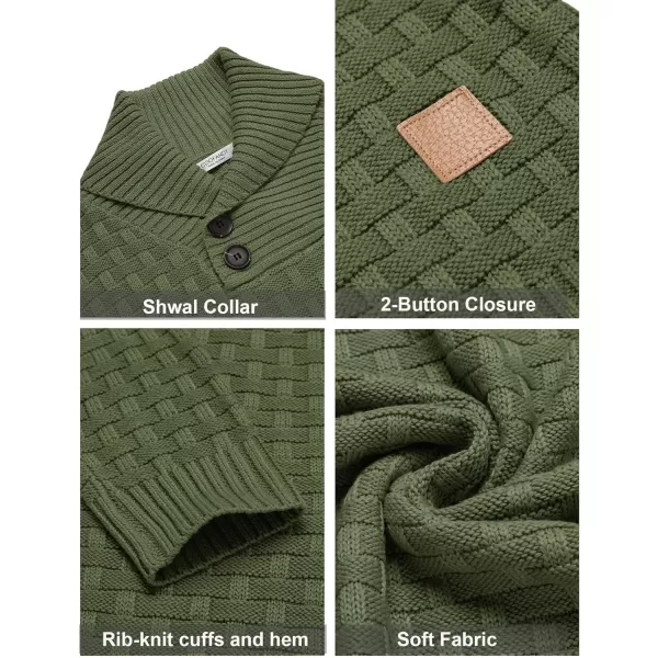 COOFANDY Men's Shawl Collar Pullover Sweater Casual Slim Fit Button Textured Knit Sweaters
