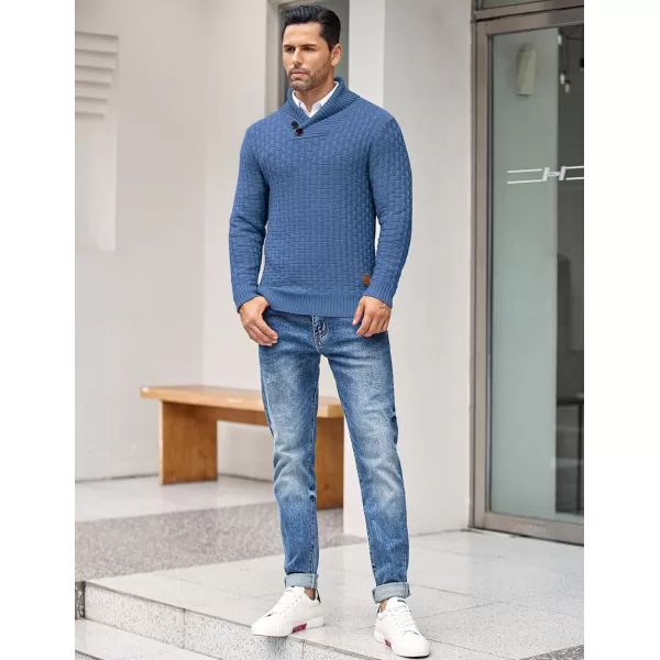 COOFANDY Men's Shawl Collar Pullover Sweater Casual Slim Fit Button Textured Knit Sweaters
