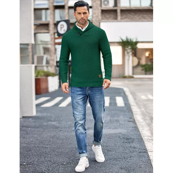 COOFANDY Men's Shawl Collar Pullover Sweater Casual Slim Fit Button Textured Knit Sweaters