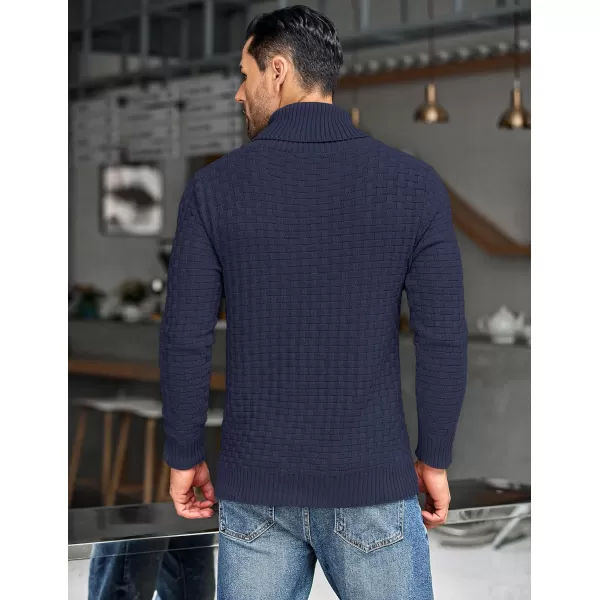 COOFANDY Men's Shawl Collar Pullover Sweater Casual Slim Fit Button Textured Knit Sweaters