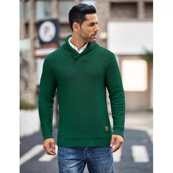 COOFANDY Men's Shawl Collar Pullover Sweater Casual Slim Fit Button Textured Knit Sweaters