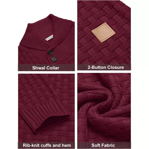 COOFANDY Men's Shawl Collar Pullover Sweater Casual Slim Fit Button Textured Knit Sweaters