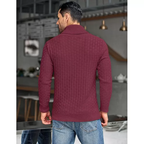 COOFANDY Men's Shawl Collar Pullover Sweater Casual Slim Fit Button Textured Knit Sweaters