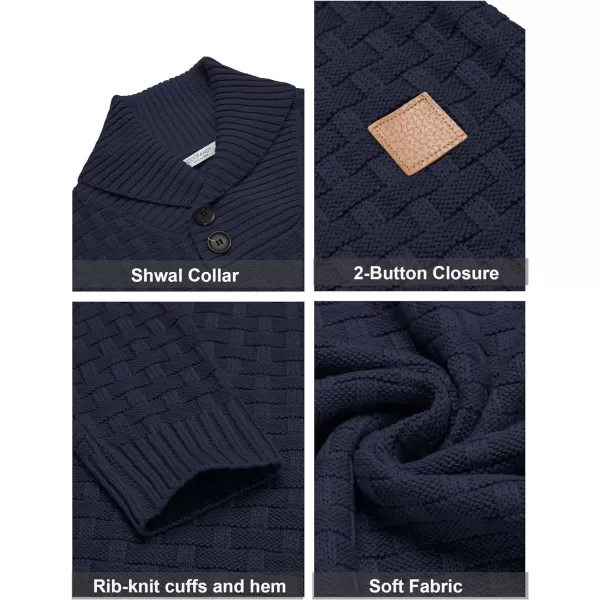 COOFANDY Men's Shawl Collar Pullover Sweater Casual Slim Fit Button Textured Knit Sweaters