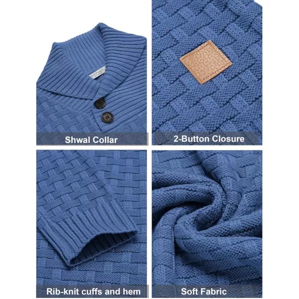 COOFANDY Men's Shawl Collar Pullover Sweater Casual Slim Fit Button Textured Knit Sweaters