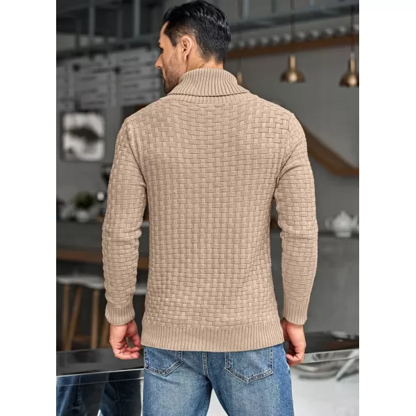 COOFANDY Men's Shawl Collar Pullover Sweater Casual Slim Fit Button Textured Knit Sweaters