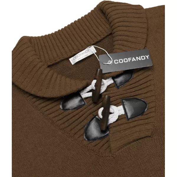 COOFANDY Men's Shawl Collar Pullover Sweater Relaxed Fit Casual Cotton Cable Knit Sweaters with Pockets