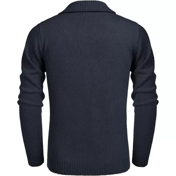 COOFANDY Men's Shawl Collar Pullover Sweater Relaxed Fit Casual Cotton Cable Knit Sweaters with Pockets