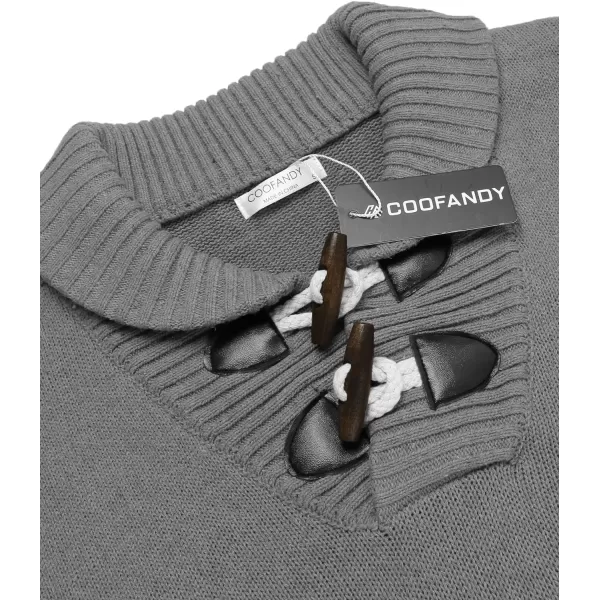 COOFANDY Men's Shawl Collar Pullover Sweater Relaxed Fit Casual Cotton Cable Knit Sweaters with Pockets
