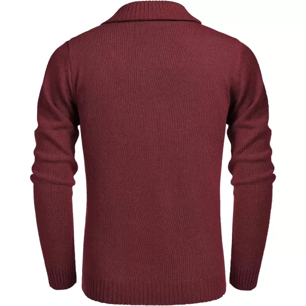 COOFANDY Men's Shawl Collar Pullover Sweater Relaxed Fit Casual Cotton Cable Knit Sweaters with Pockets