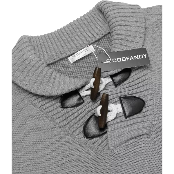 COOFANDY Men's Shawl Collar Pullover Sweater Relaxed Fit Casual Cotton Cable Knit Sweaters with Pockets