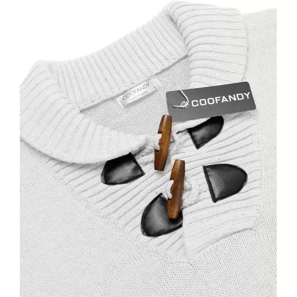 COOFANDY Men's Shawl Collar Pullover Sweater Relaxed Fit Casual Cotton Cable Knit Sweaters with Pockets