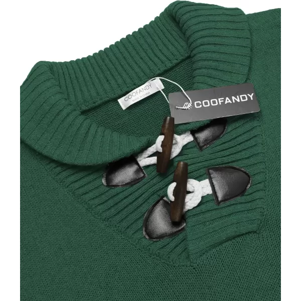 COOFANDY Men's Shawl Collar Pullover Sweater Relaxed Fit Casual Cotton Cable Knit Sweaters with Pockets