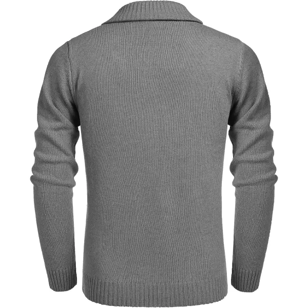 COOFANDY Men's Shawl Collar Pullover Sweater Relaxed Fit Casual Cotton Cable Knit Sweaters with Pockets