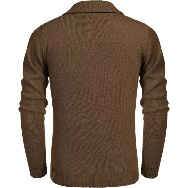 COOFANDY Men's Shawl Collar Pullover Sweater Relaxed Fit Casual Cotton Cable Knit Sweaters with Pockets