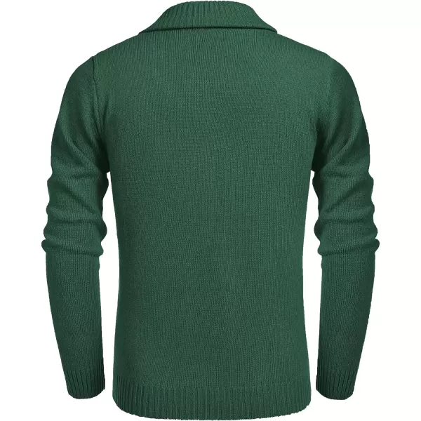 COOFANDY Men's Shawl Collar Pullover Sweater Relaxed Fit Casual Cotton Cable Knit Sweaters with Pockets