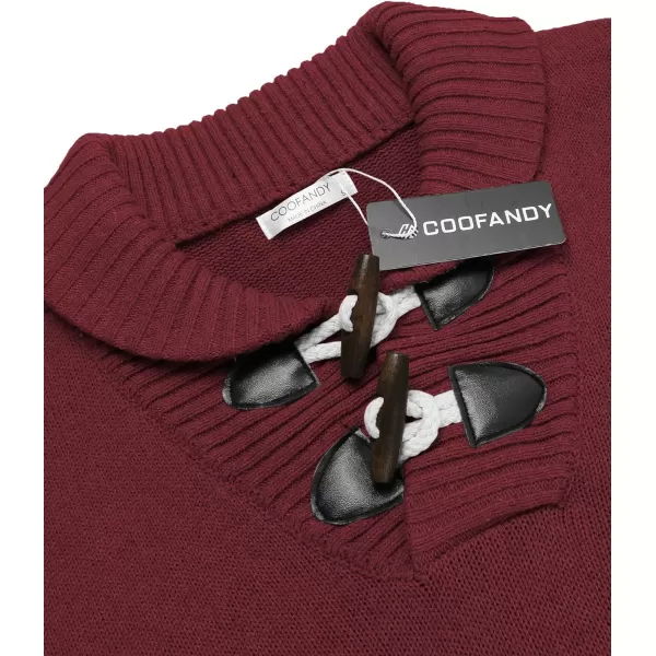 COOFANDY Men's Shawl Collar Pullover Sweater Relaxed Fit Casual Cotton Cable Knit Sweaters with Pockets