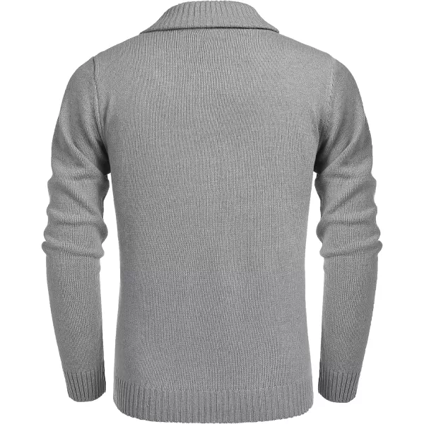 COOFANDY Men's Shawl Collar Pullover Sweater Relaxed Fit Casual Cotton Cable Knit Sweaters with Pockets