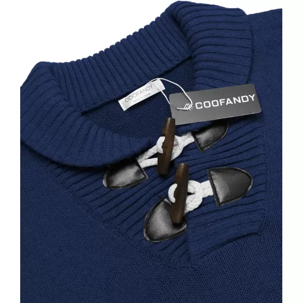 COOFANDY Men's Shawl Collar Pullover Sweater Relaxed Fit Casual Cotton Cable Knit Sweaters with Pockets