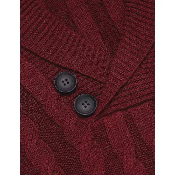 COOFANDY Men's Shawl Collar Pullover Sweater Slim Fit Casual Button Cable Knit Sweaters