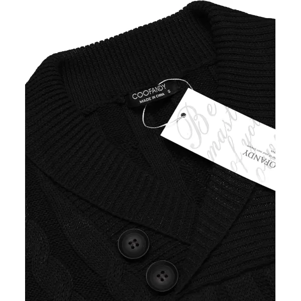 COOFANDY Men's Shawl Collar Pullover Sweater Slim Fit Casual Button Cable Knit Sweaters