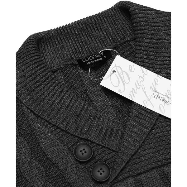 COOFANDY Men's Shawl Collar Pullover Sweater Slim Fit Casual Button Cable Knit Sweaters